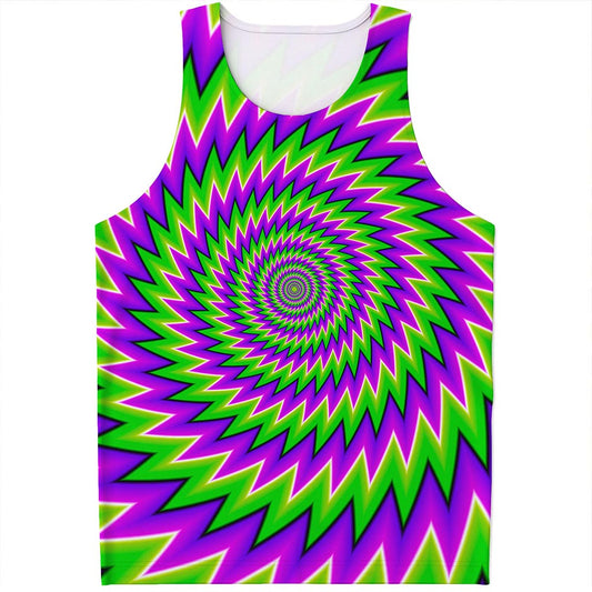 Green Spiral Moving Optical Illusion Men's Tank Top