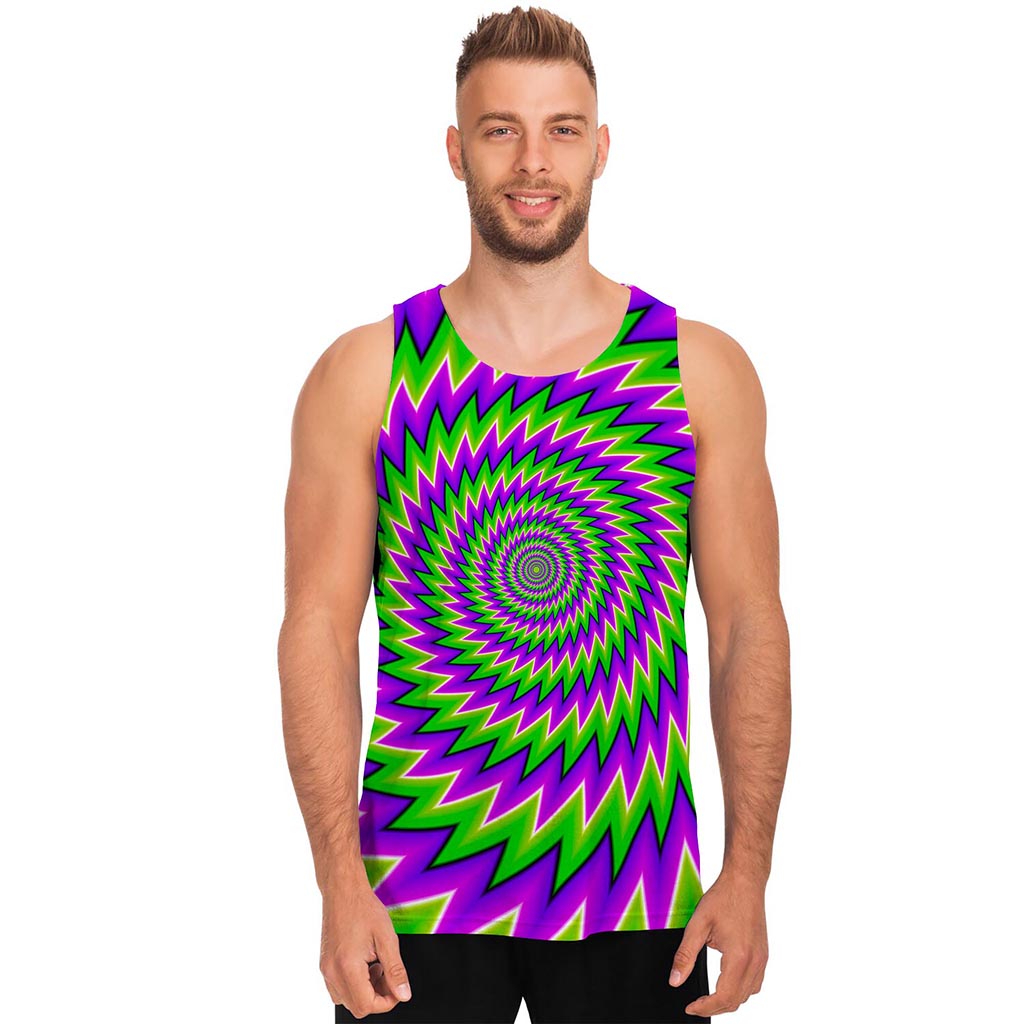 Green Spiral Moving Optical Illusion Men's Tank Top