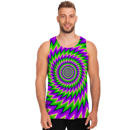 Green Spiral Moving Optical Illusion Men's Tank Top