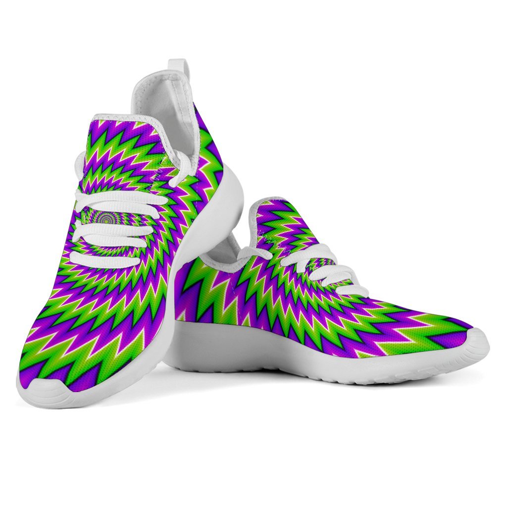Green Spiral Moving Optical Illusion Mesh Knit Shoes GearFrost