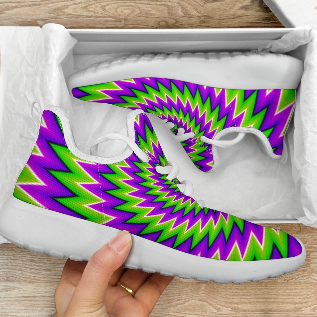 Green Spiral Moving Optical Illusion Mesh Knit Shoes GearFrost