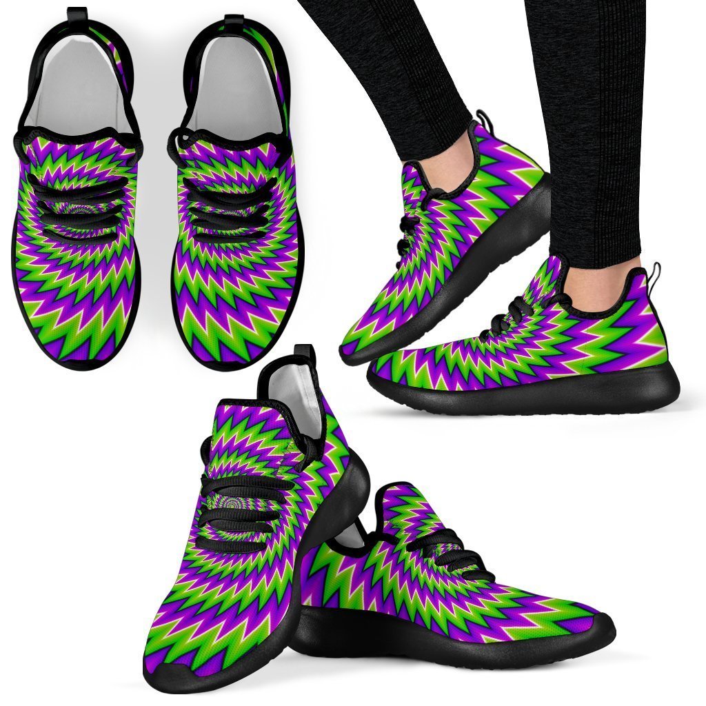 Green Spiral Moving Optical Illusion Mesh Knit Shoes GearFrost