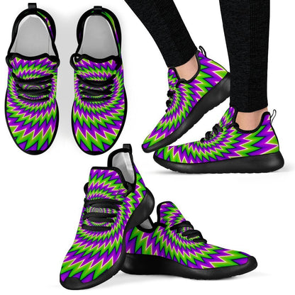 Green Spiral Moving Optical Illusion Mesh Knit Shoes GearFrost