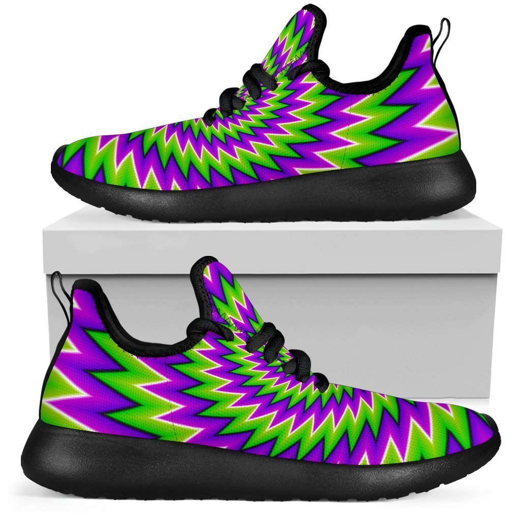 Green Spiral Moving Optical Illusion Mesh Knit Shoes GearFrost