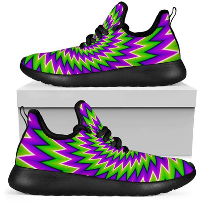 Green Spiral Moving Optical Illusion Mesh Knit Shoes GearFrost