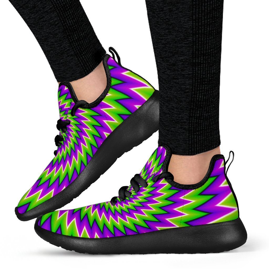 Green Spiral Moving Optical Illusion Mesh Knit Shoes GearFrost