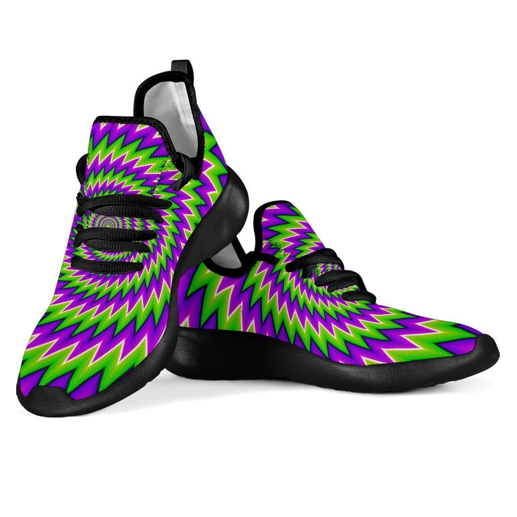 Green Spiral Moving Optical Illusion Mesh Knit Shoes GearFrost
