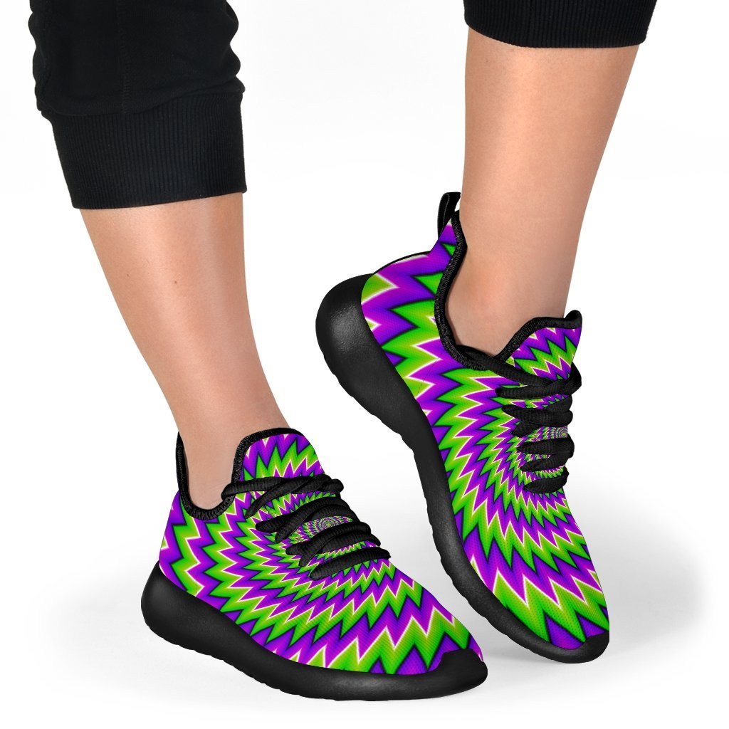 Green Spiral Moving Optical Illusion Mesh Knit Shoes GearFrost