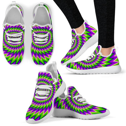 Green Spiral Moving Optical Illusion Mesh Knit Shoes GearFrost