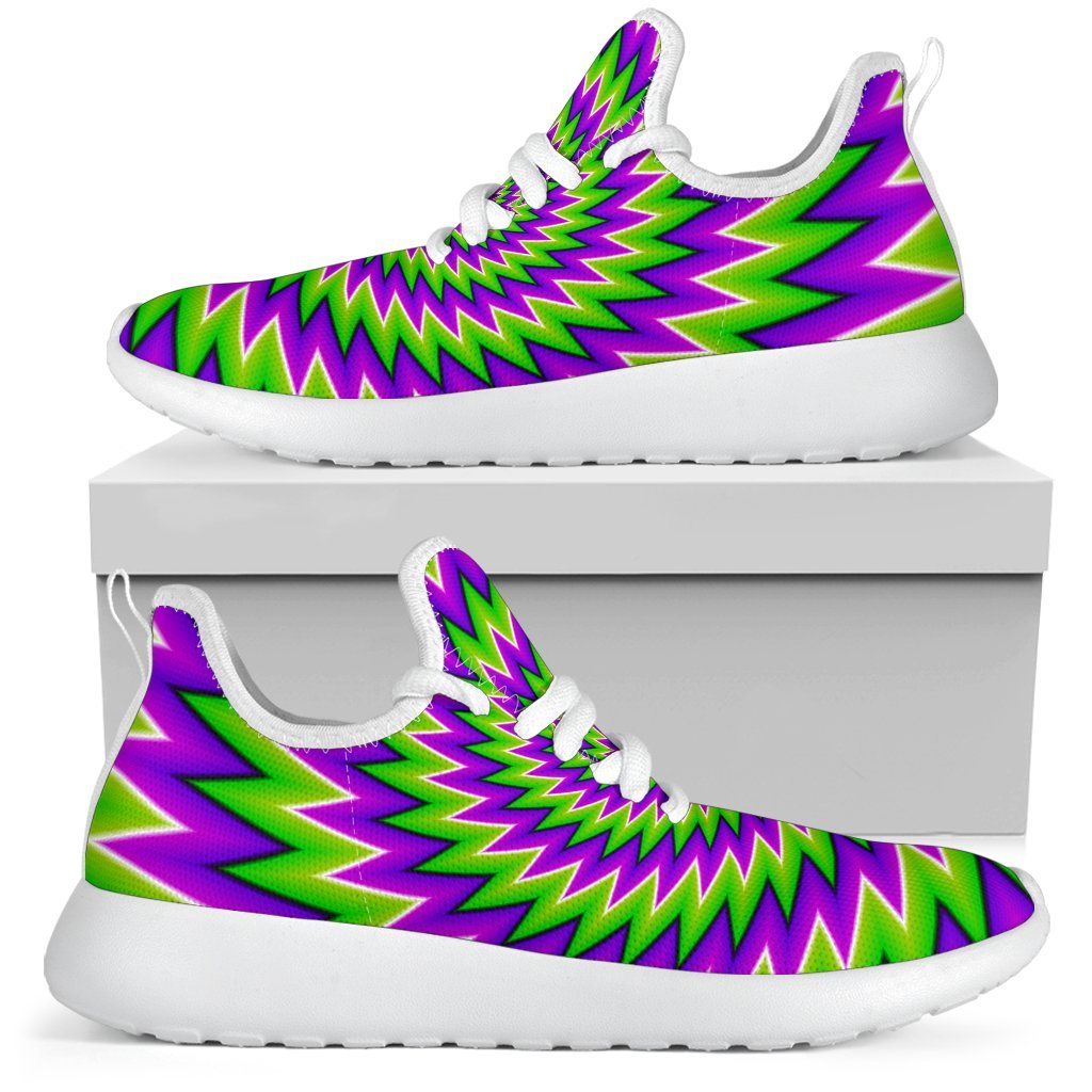 Green Spiral Moving Optical Illusion Mesh Knit Shoes GearFrost