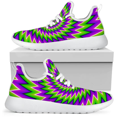 Green Spiral Moving Optical Illusion Mesh Knit Shoes GearFrost