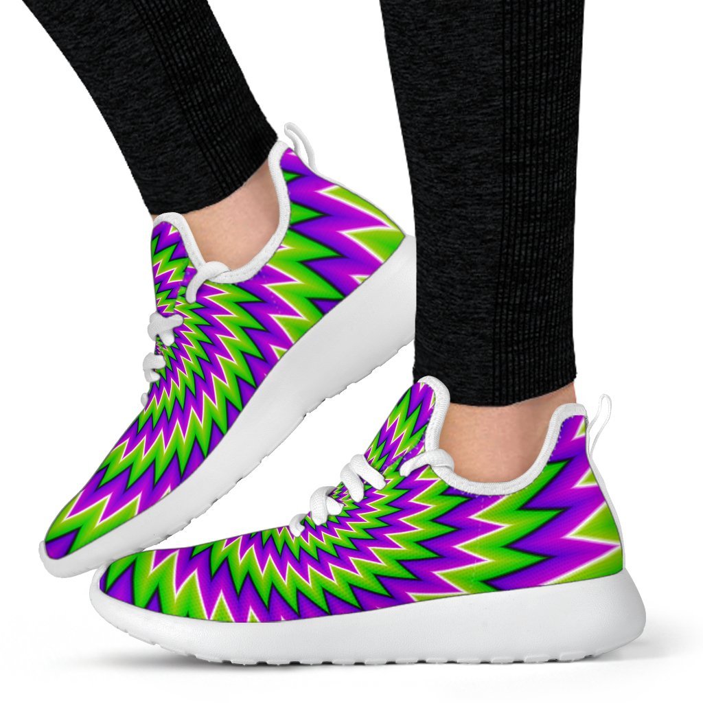 Green Spiral Moving Optical Illusion Mesh Knit Shoes GearFrost