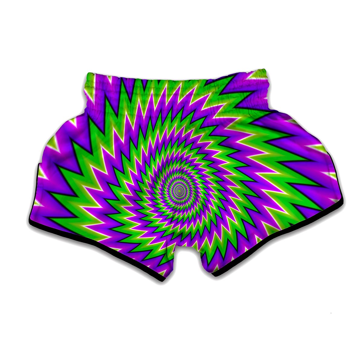 Green Spiral Moving Optical Illusion Muay Thai Boxing Shorts