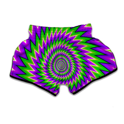 Green Spiral Moving Optical Illusion Muay Thai Boxing Shorts