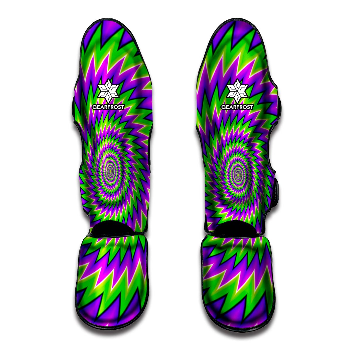 Green Spiral Moving Optical Illusion Muay Thai Shin Guard
