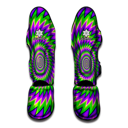 Green Spiral Moving Optical Illusion Muay Thai Shin Guard