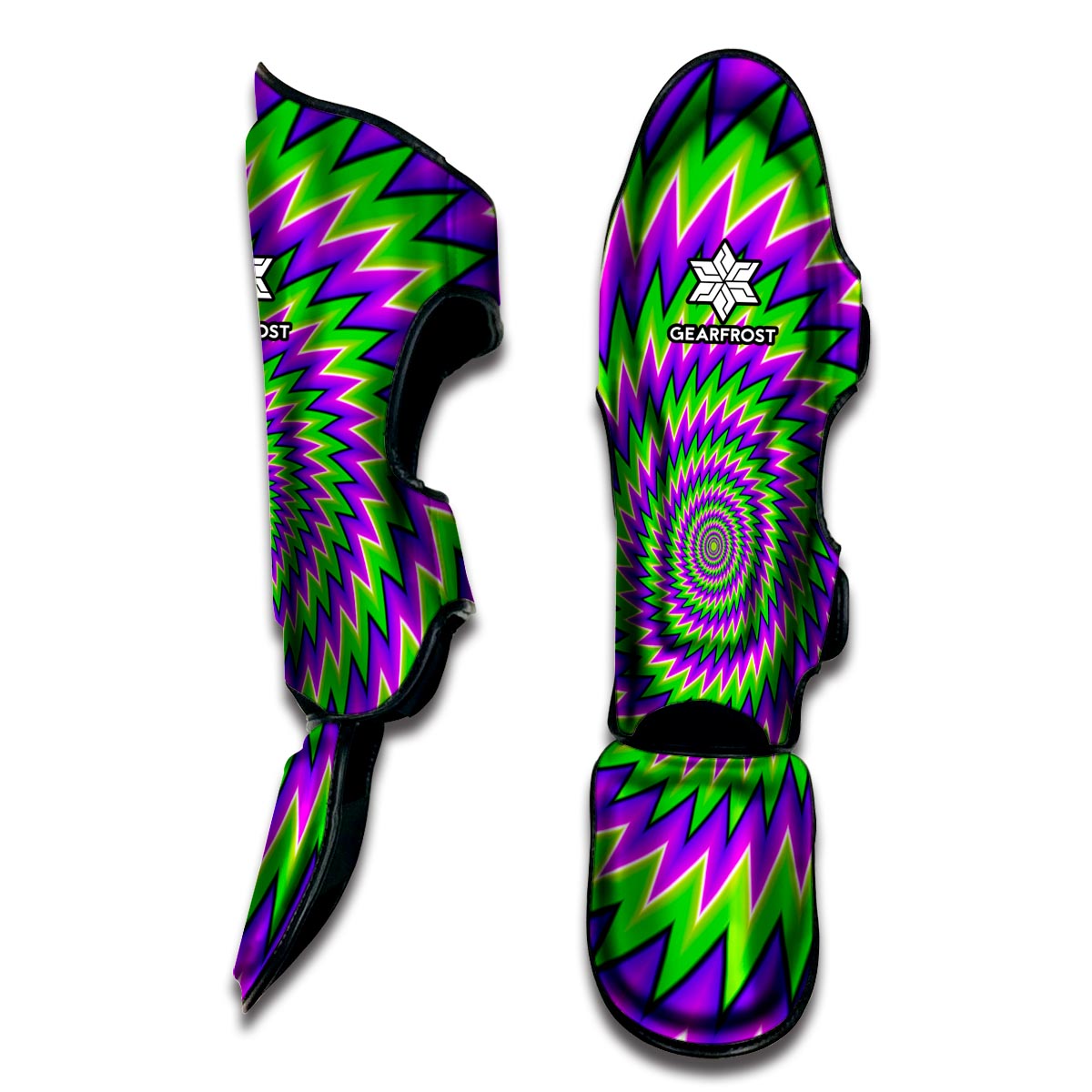 Green Spiral Moving Optical Illusion Muay Thai Shin Guard