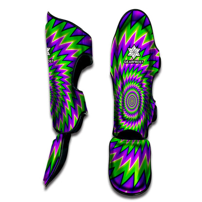 Green Spiral Moving Optical Illusion Muay Thai Shin Guard