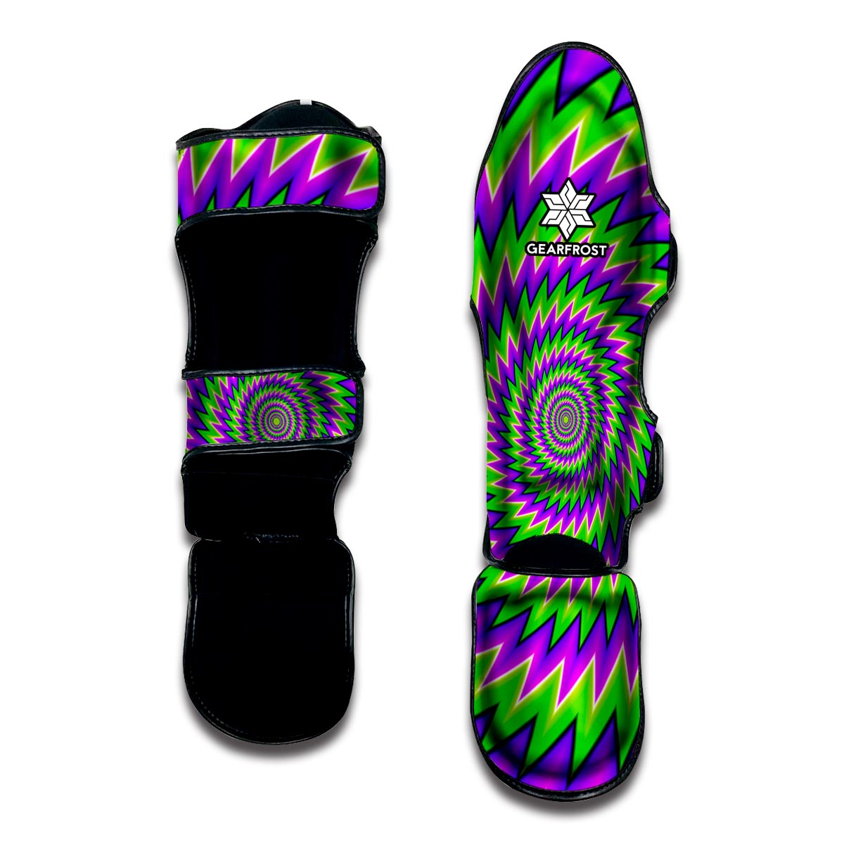Green Spiral Moving Optical Illusion Muay Thai Shin Guard