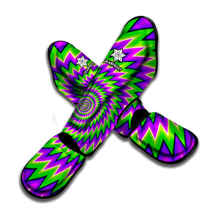 Green Spiral Moving Optical Illusion Muay Thai Shin Guard