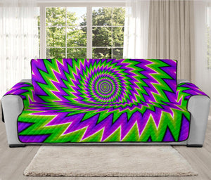 Green Spiral Moving Optical Illusion Oversized Sofa Protector