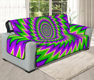 Green Spiral Moving Optical Illusion Oversized Sofa Protector