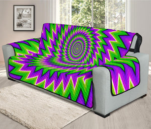 Green Spiral Moving Optical Illusion Oversized Sofa Protector