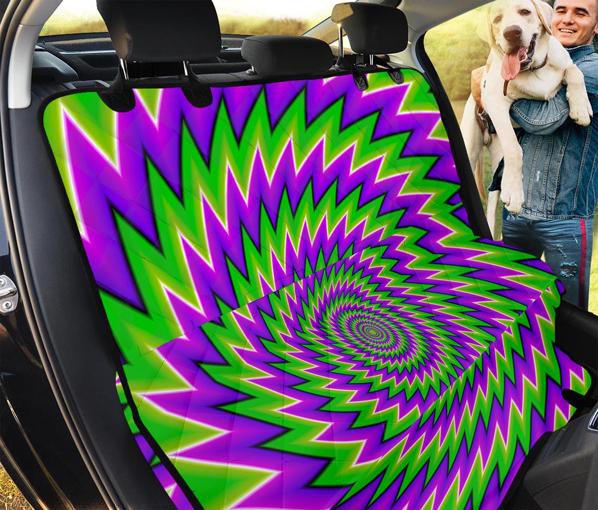 Green Spiral Moving Optical Illusion Pet Car Back Seat Cover