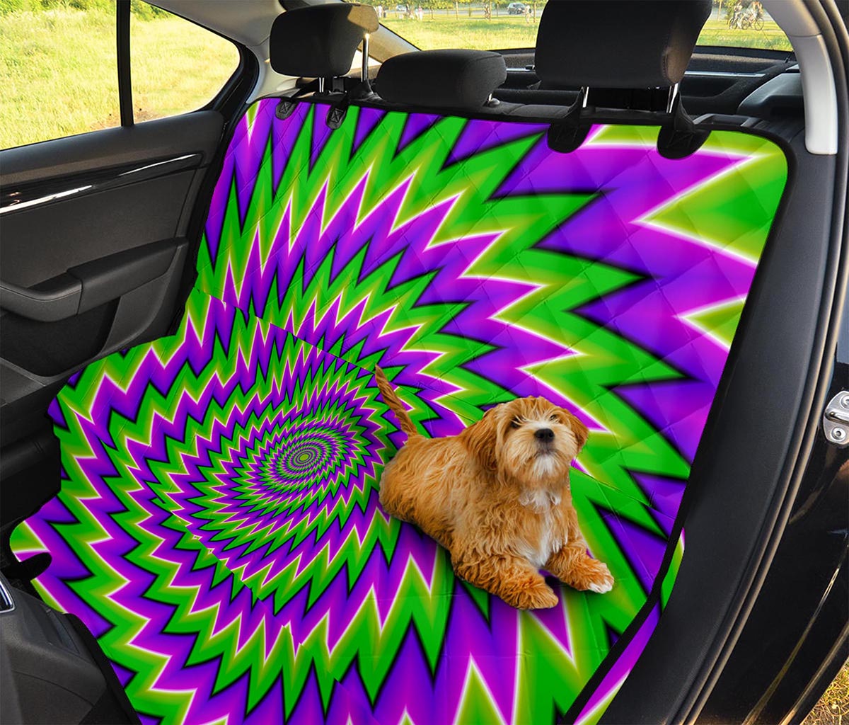 Green Spiral Moving Optical Illusion Pet Car Back Seat Cover