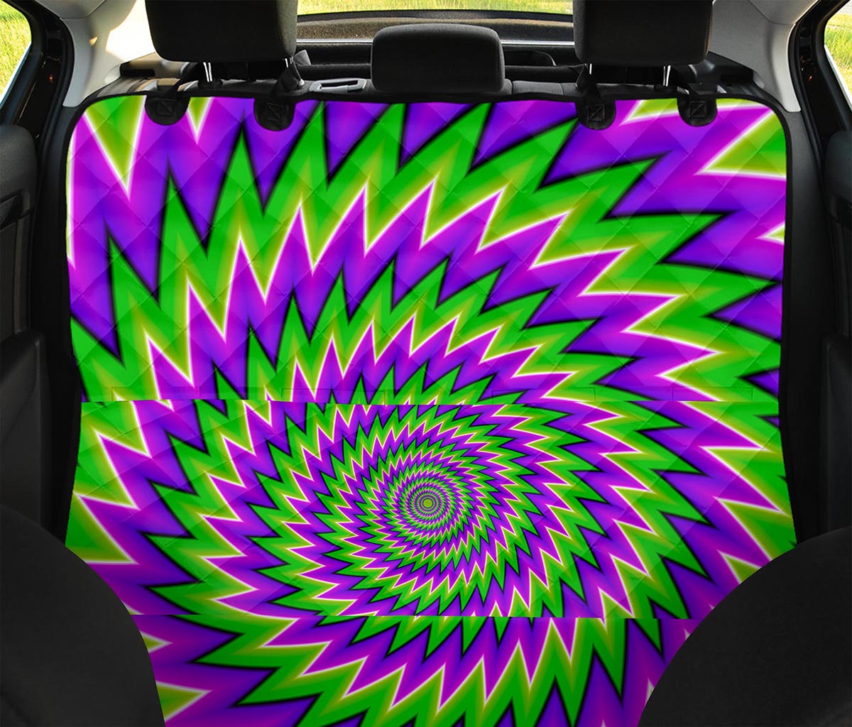 Green Spiral Moving Optical Illusion Pet Car Back Seat Cover