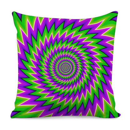 Green Spiral Moving Optical Illusion Pillow Cover