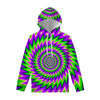 Green Spiral Moving Optical Illusion Pullover Hoodie