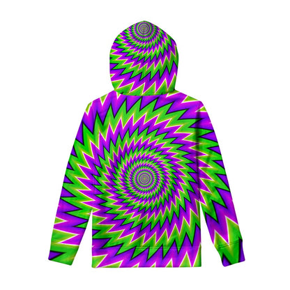Green Spiral Moving Optical Illusion Pullover Hoodie