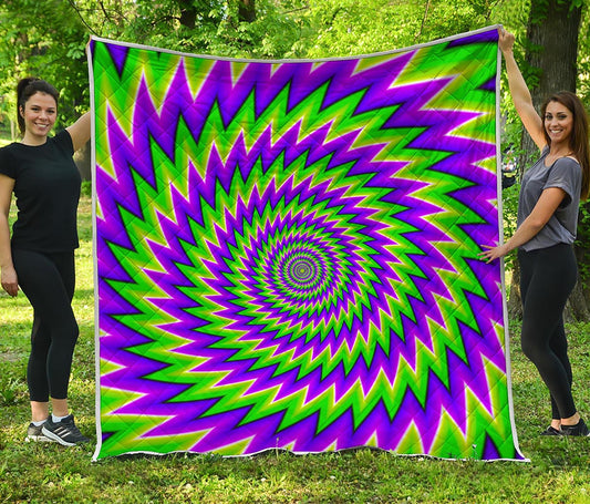 Green Spiral Moving Optical Illusion Quilt