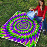 Green Spiral Moving Optical Illusion Quilt