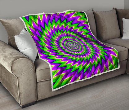 Green Spiral Moving Optical Illusion Quilt
