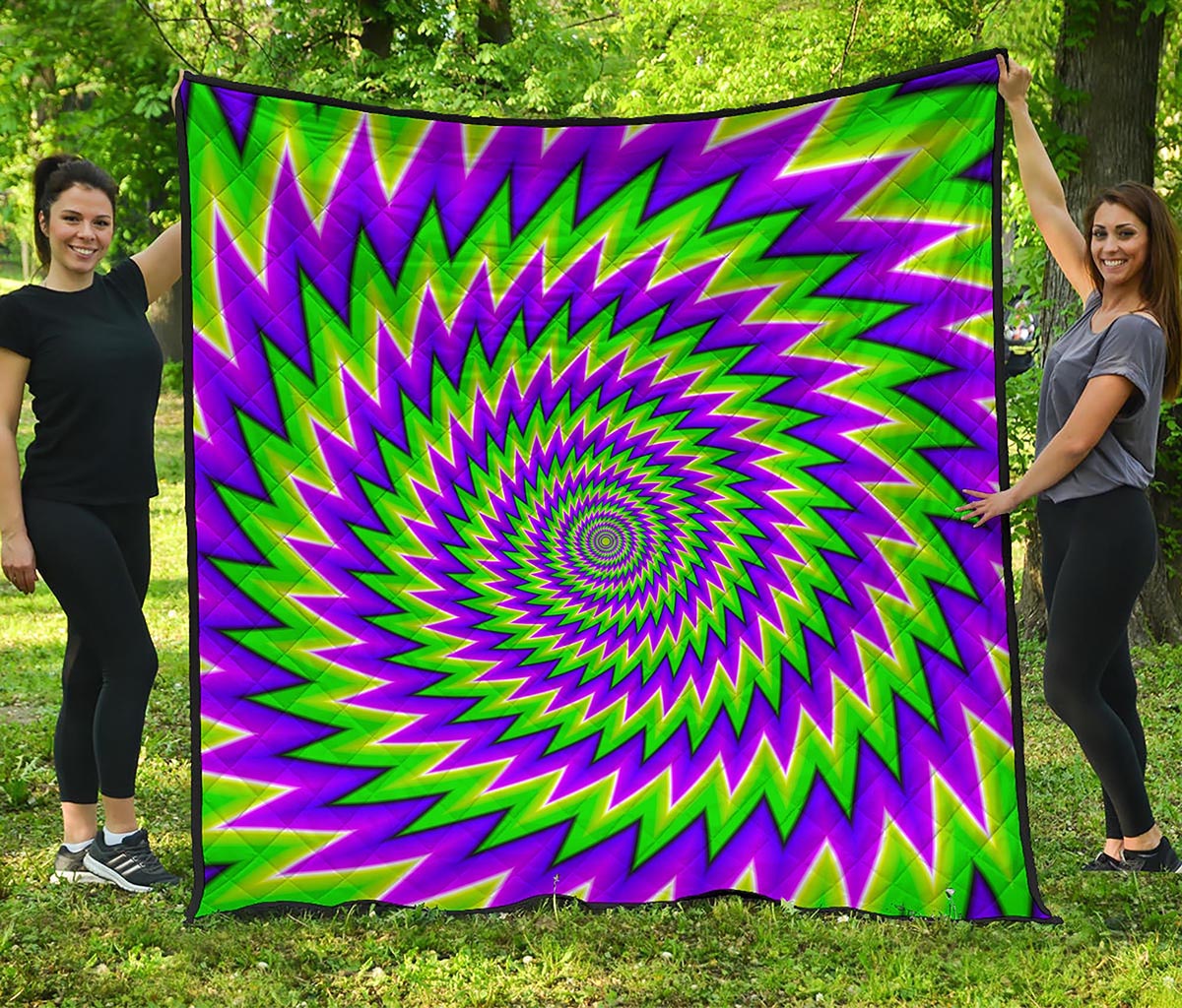 Green Spiral Moving Optical Illusion Quilt