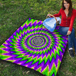 Green Spiral Moving Optical Illusion Quilt
