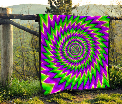 Green Spiral Moving Optical Illusion Quilt