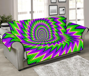 Green Spiral Moving Optical Illusion Sofa Protector