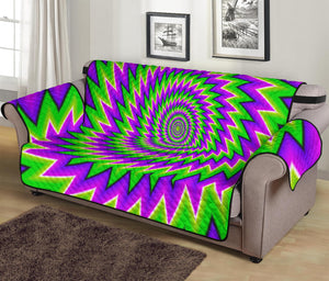 Green Spiral Moving Optical Illusion Sofa Protector