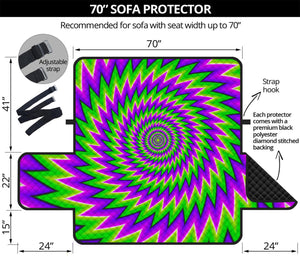 Green Spiral Moving Optical Illusion Sofa Protector