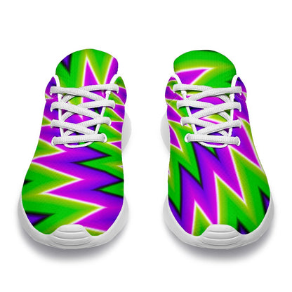 Green Spiral Moving Optical Illusion Sport Shoes GearFrost