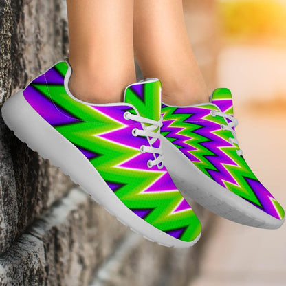 Green Spiral Moving Optical Illusion Sport Shoes GearFrost