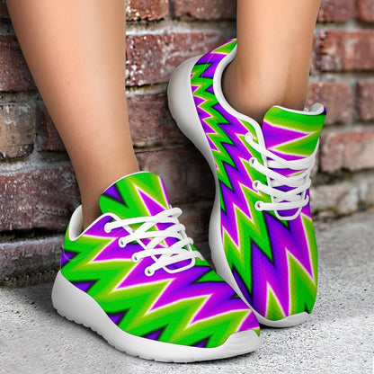 Green Spiral Moving Optical Illusion Sport Shoes GearFrost