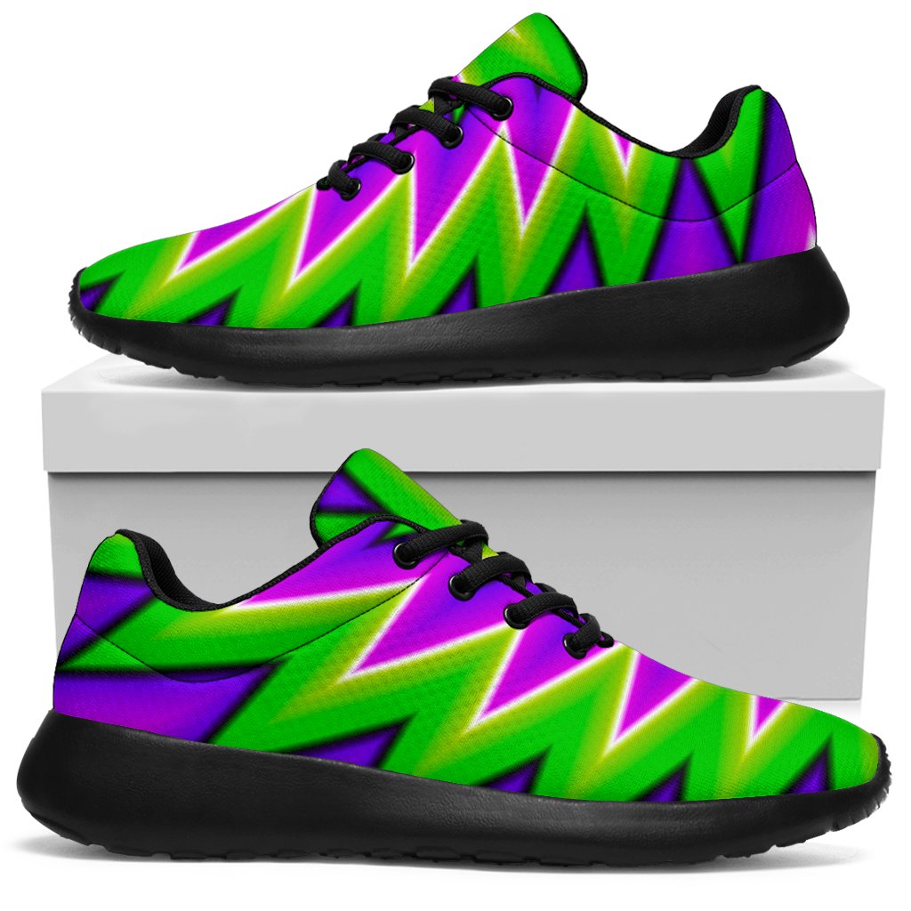 Green Spiral Moving Optical Illusion Sport Shoes GearFrost