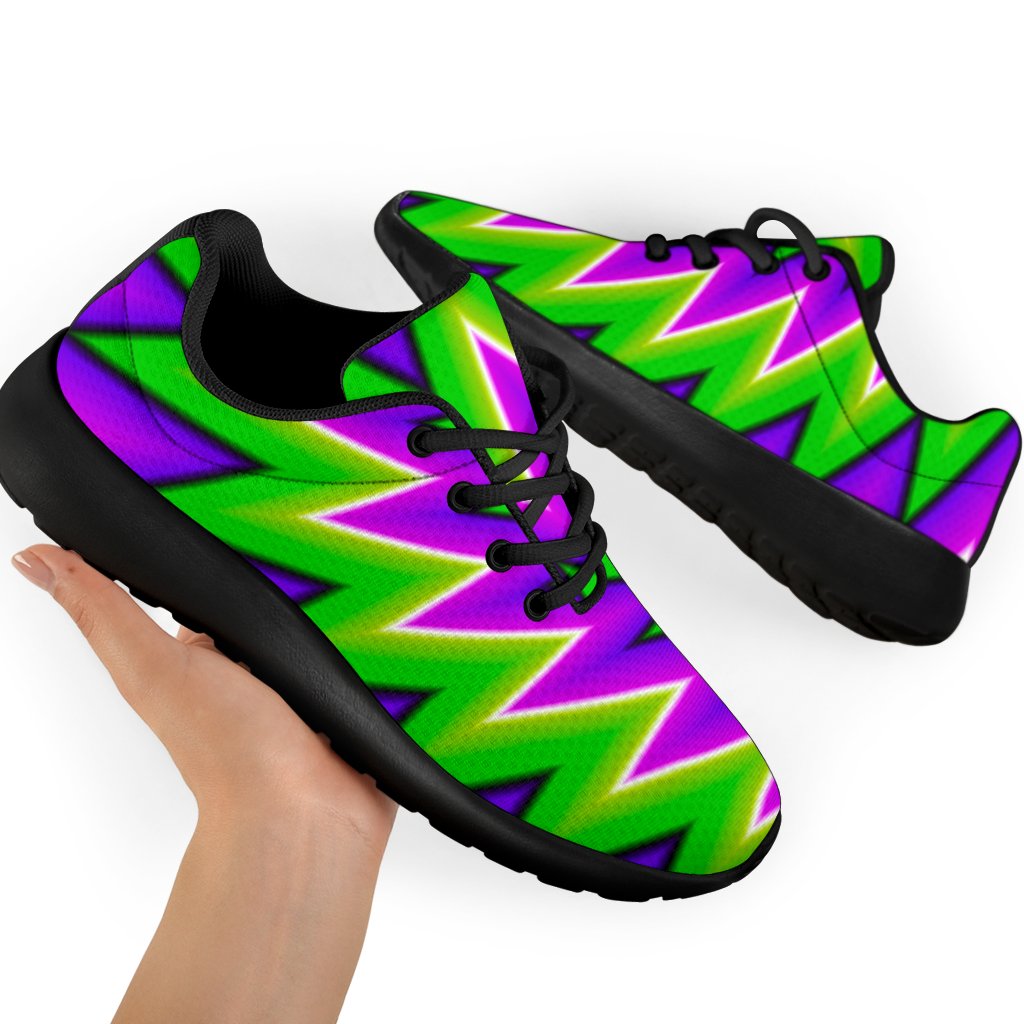 Green Spiral Moving Optical Illusion Sport Shoes GearFrost
