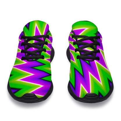 Green Spiral Moving Optical Illusion Sport Shoes GearFrost