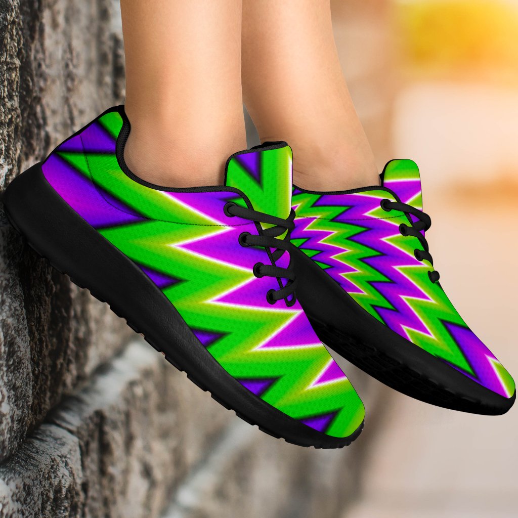 Green Spiral Moving Optical Illusion Sport Shoes GearFrost