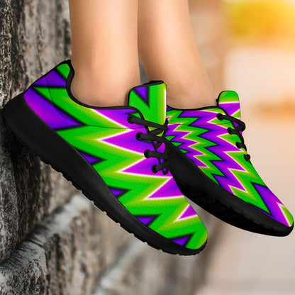 Green Spiral Moving Optical Illusion Sport Shoes GearFrost